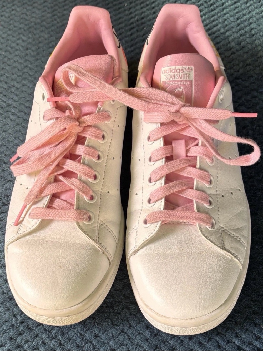 Adidas Stan Smith “Doodle” White Pink Graphic Sneakers FX5680 Size 8.5